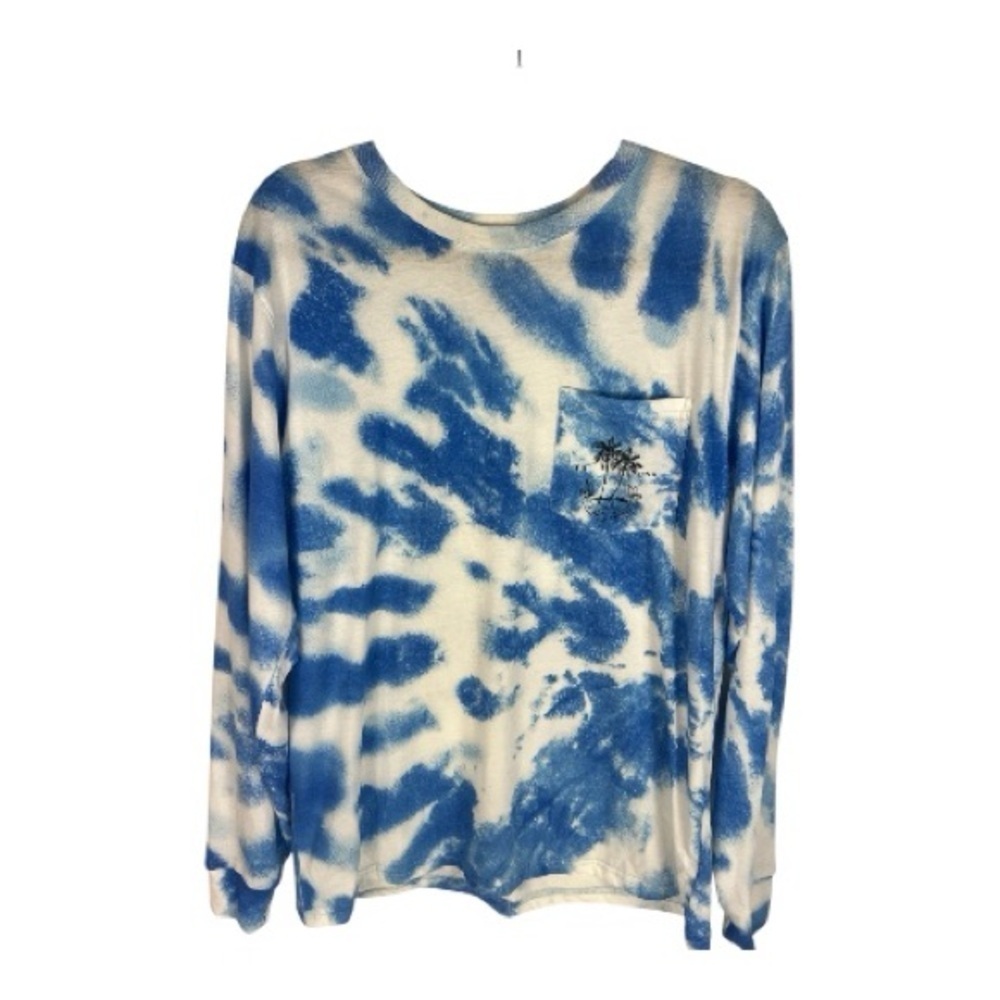 Chubbies Sz M The Wave Pool Long Sleeve T Shirt "TX USA" Blue & White